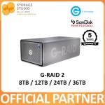 SANDISK PROFESSIONAL G-RAID 2, 8TB / 12TB / 24TB / 36TB. Singapore Local 5 Years Warranty